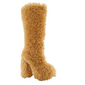 Lemon Drop by Privilaged Peach Brinkley Shearling Block Heel Tall Boots 7